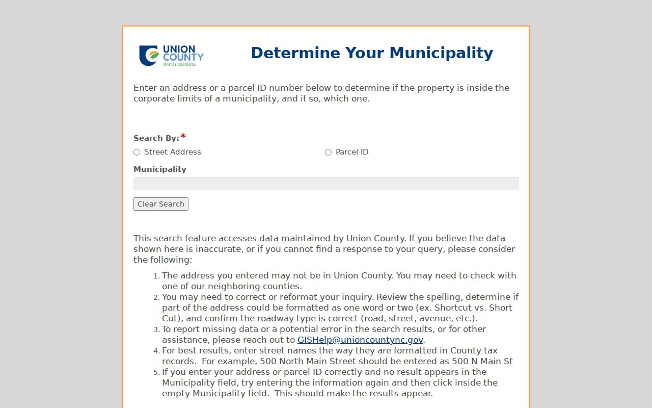 Indian Trail street directory municipality address and parcel lookup