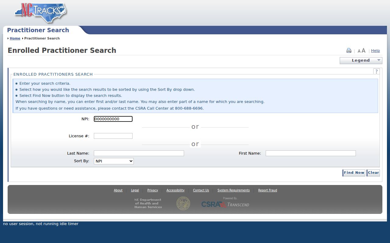 Indian Trail resident lookup NCTracks practitioner search distinction