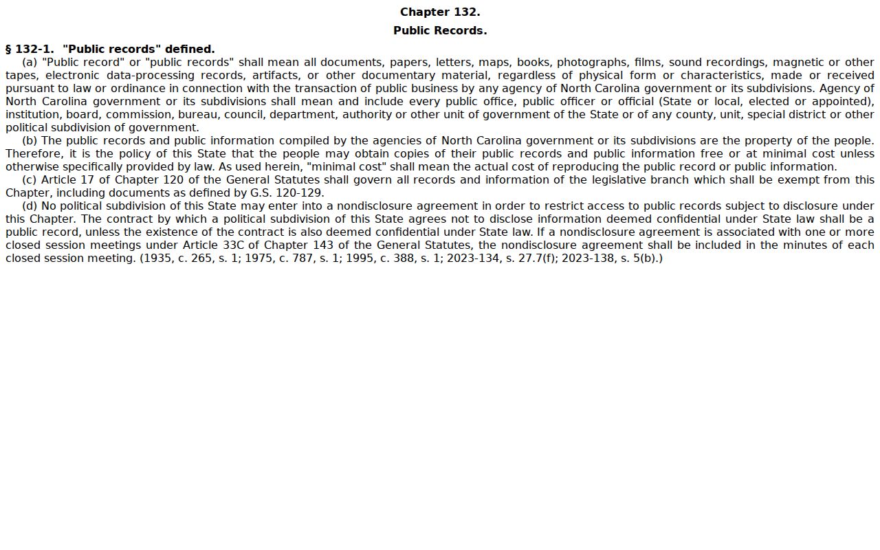 Indian Trail residents directory North Carolina public records law