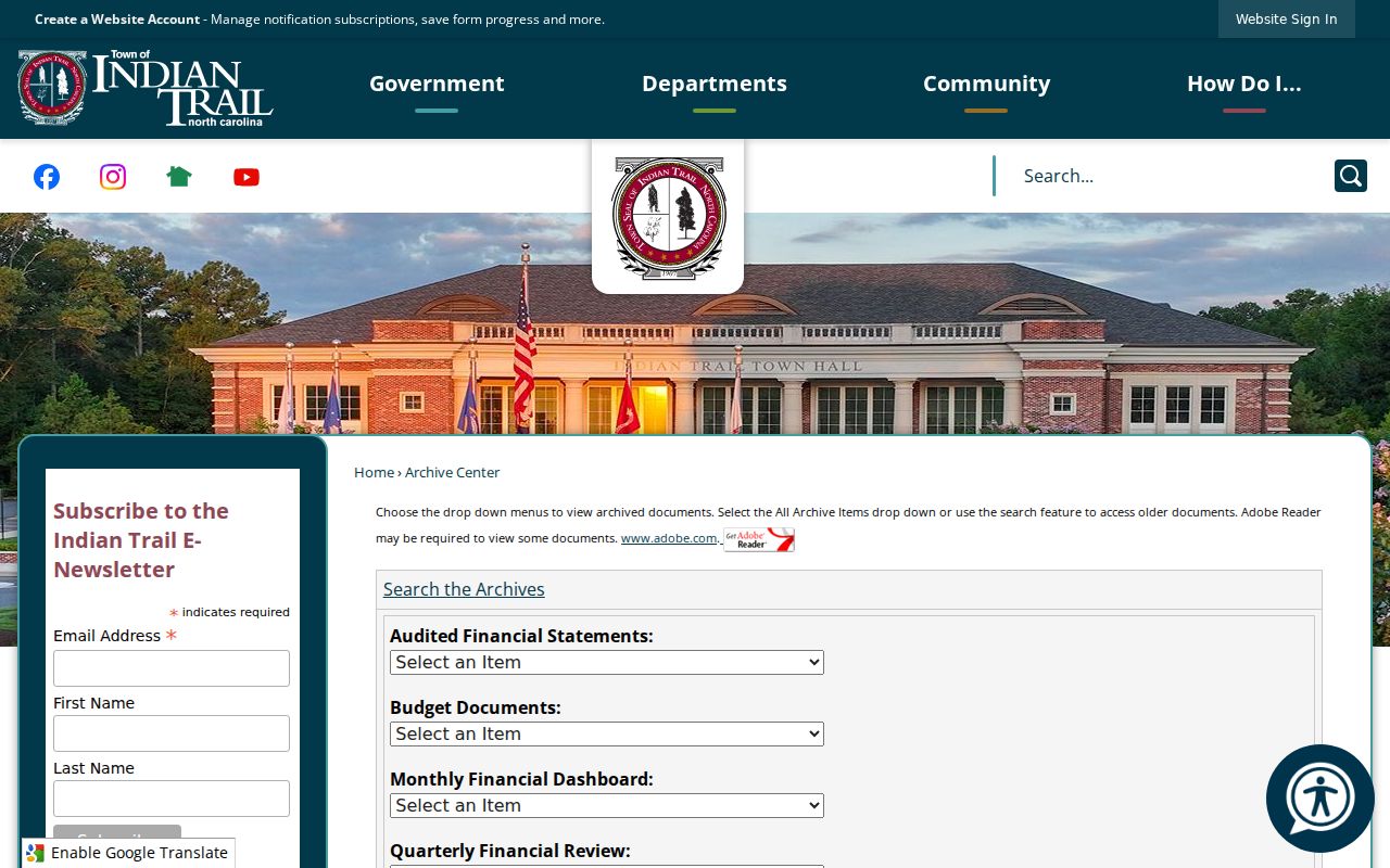 Indian Trail city directory town archive records search