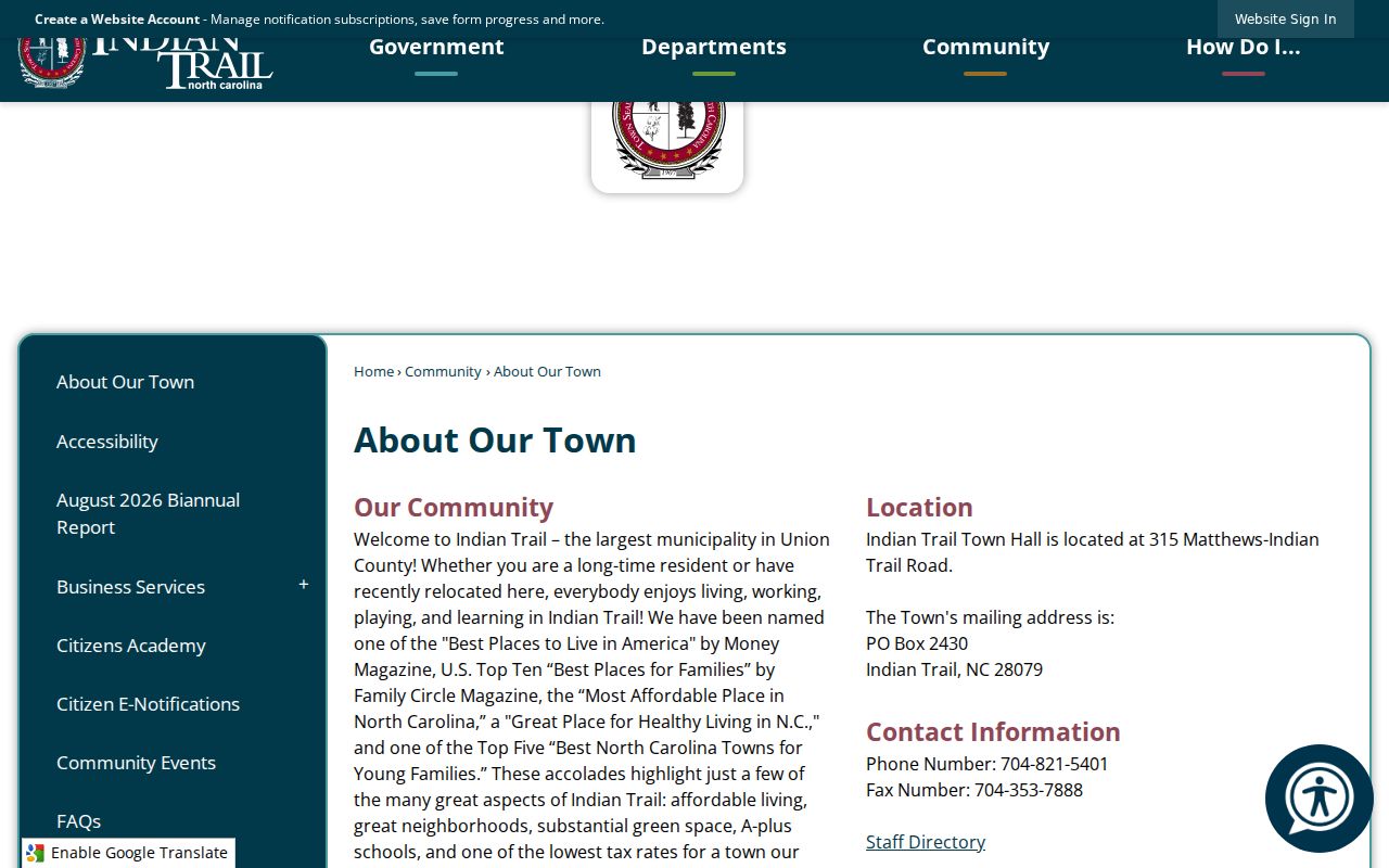 Indian Trail neighbors town HOA contact update guidance